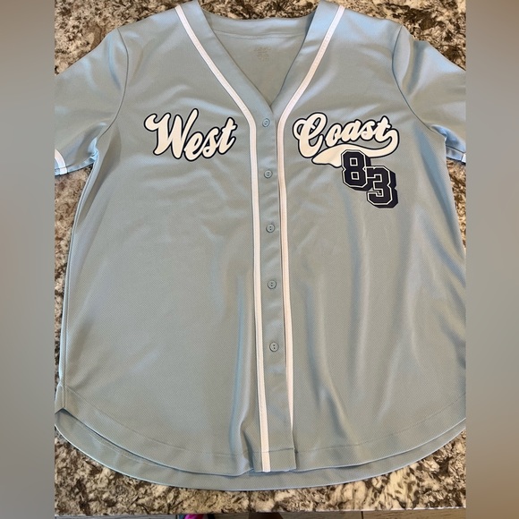 XL Light Blue Refuge West Coast 83 Jersey Team Games T Shirt Top Button Sports - Picture 1 of 7